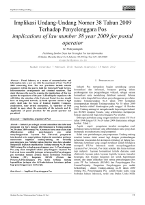 Implikasi Undang-Undang Nomor 38 Tahun 2009 Terhadap