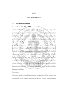 8 BAB II TINJAUAN PUSTAKA 2.1. Penelitian Terdahulu 1. Juwita