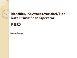 Identifier, Keywords, Variabel, Tipe Data Primitif