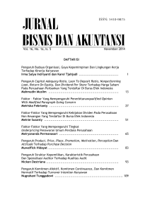 Vol. 16, No. 1a, Is. 5 November 2014 DAFTAR ISI Pengaruh Budaya