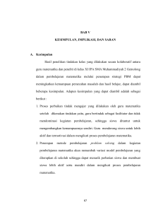 BAB V KESIMPULAN, IMPLIKASI, DAN SARAN A. Kesimpulan Hasil