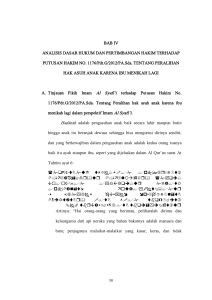 BAB IV ANALISIS DASAR HUKUM DAN PERTIMBANGAN HAKIM