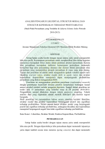 ANALISIS PENGARUH LIKUIDITAS, STRUKTUR MODAL DAN