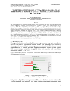 pembentukan portofolio optimal tiga saham lq45 dan perbandingan