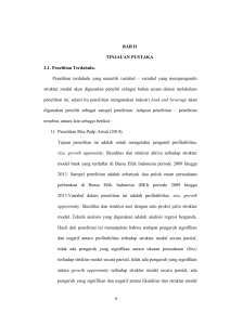 9 BAB II TINJAUAN PUSTAKA 2.1. Penelitian Terdahulu. Penelitian