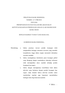 peraturan bank indonesia nomor: 12/ 9 /pbi/2010 tentang prinsip