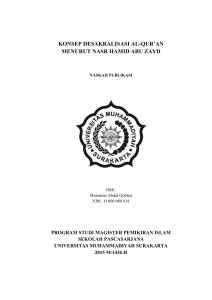 konsep desakralisasi al-qur`an menurut nasr hamid abu zayd