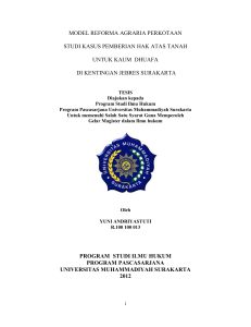 model reforma agraria perkotaan studi kasus pemberian hak atas