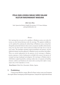 pola dan logika nikah sirri dalam kultur masyarakat