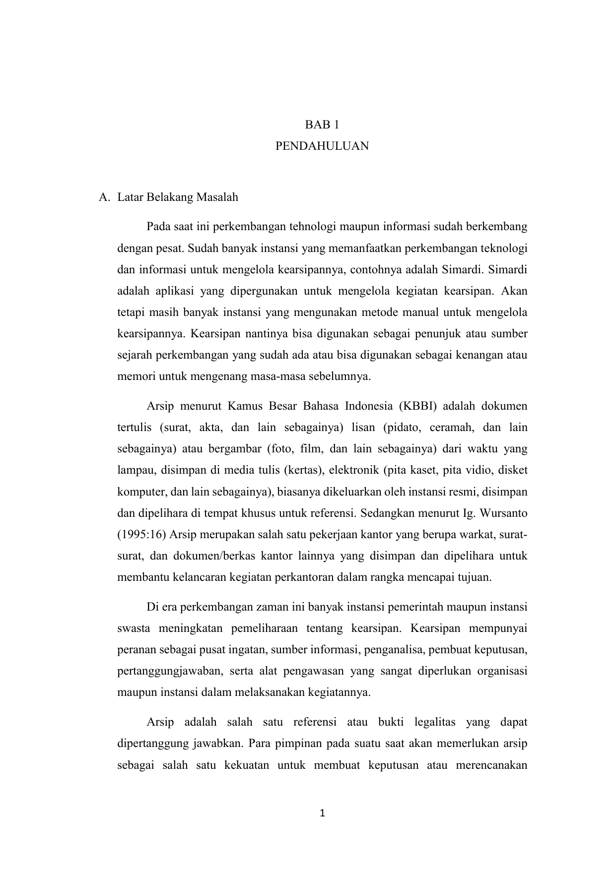 Bab 1 Pendahuluan A Latar Belakang Masalah Pada Saat Ini