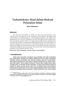 Terbentuknya Akad dalam Hukum Perjanjian Islam