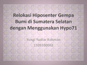 Relokasi Hiposenter Gempa Bumi di Sumatera Selatan