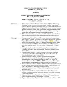 PERATURAN DAERAH KOTA AMBON NOMOR : 18 TAHUN 2001