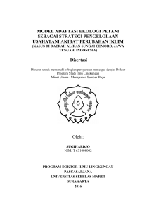 MODEL ADAPTASI EKOLOGI PETANI SEBAGAI STRATEGI