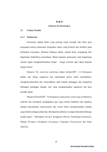 BAB II TINJAUAN PUSTAKA 2.1 Uraian Teoritis 2.1.1 Pemasaran