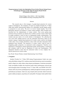 Pengarusutamaan Gender dan Optimalisasi Peran Serikat Pekerja