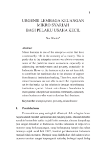 urgensi lembaga keuangan mikro syariah bagi pelaku usaha kecil