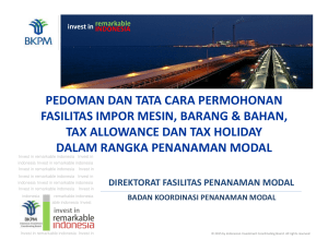 pedoman dan tata cara permohonan fasilitas impor mesin, barang