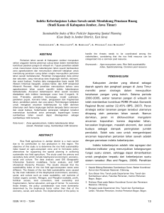 Indeks Keberlanjutan Lahan Sawah untuk Mendukung