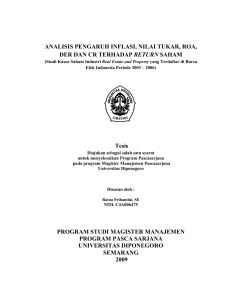 ANALISIS PENGARUH INFLASI, NILAI TUKAR, ROA