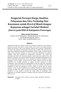 Pengaruh Persepsi Harga, Kualitas Pelayanan dan Citra Terhadap