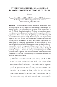 studi efisiensi perbankan syariah di kota lhokseumawe dan aceh utara