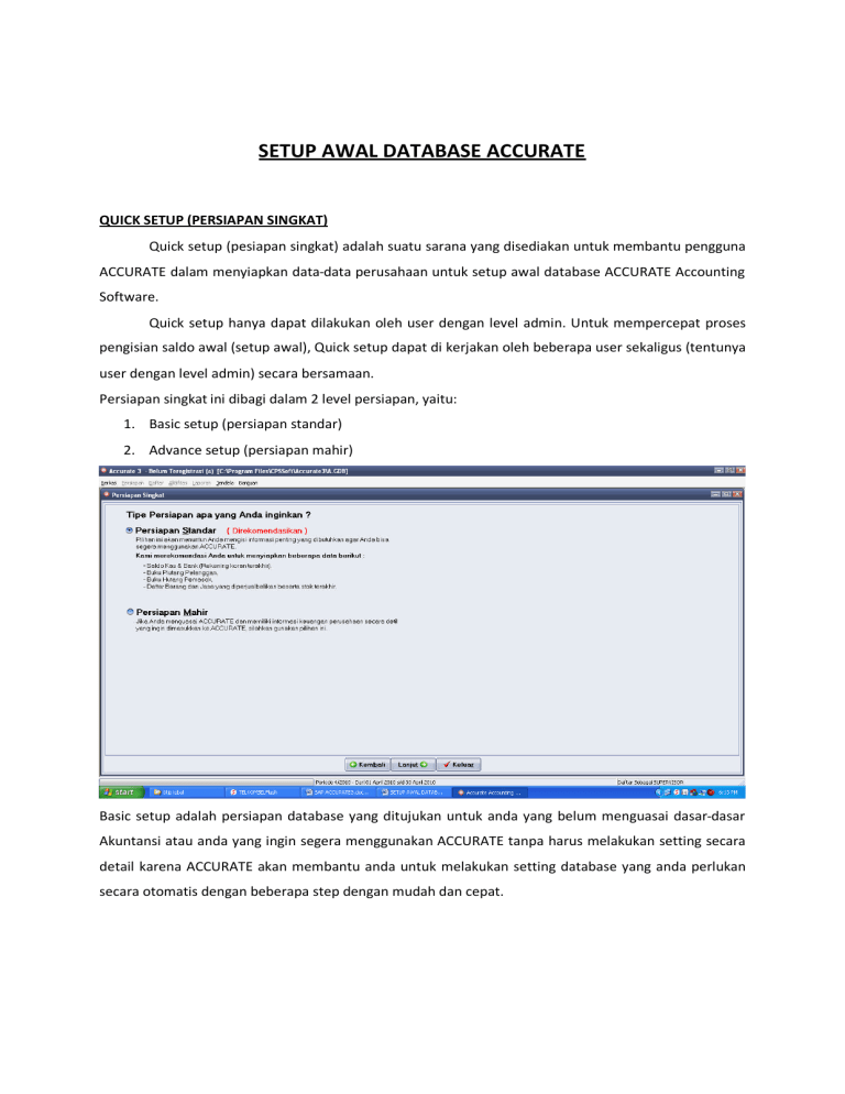 Setup Awal Database Accurate