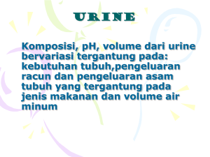Komposisi, pH, volume dari urine bervariasi