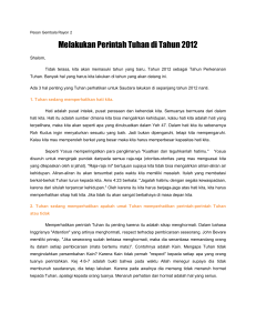 Melakukan Perintah Tuhan di Tahun 2012