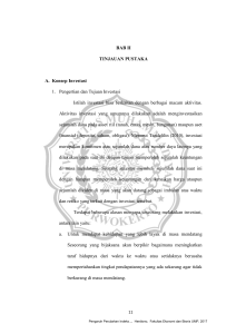 BAB II TINJAUAN PUSTAKA A. Konsep Investasi 1. Pengertian dan