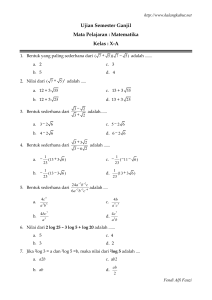 Ujian Semester Ganjil Mata Pelajaran