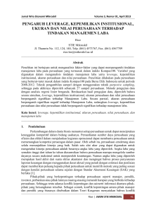 pengaruh leverage, kepemilikan institusional, ukuran dan