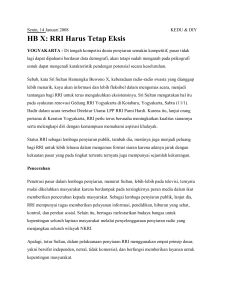 HB X: RRI Harus Tetap Eksis