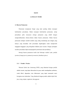BAB II LANDASAN TEORI 2.1 Bauran Pemasaran Pemasaran