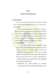 BAB V HASIL DAN PEMBAHASAN A. Hasil Penelitian Uji asumsi