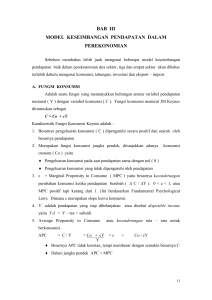 bab iii model keseimbangan pendapatan dalam perekonomian