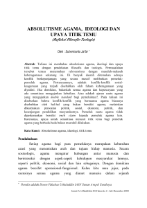 absolutisme agama, ideologi dan upaya titik temu - jurnal al