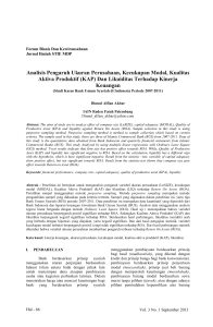 Analisis Pengaruh Ukuran Perusahaan, Kecukupan Modal, Kualitas