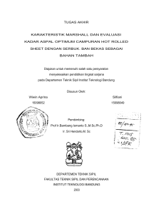 tugas akhir karakteristik marshall dan evaluasi kadar aspal optimum