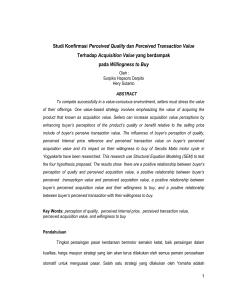 Analisis Pengaruh Persepsi Kualitas dan Nilai Transaksi Terhadap
