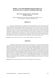 model analisis prediksi kebangkrutan bank