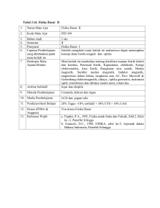 Tabel 3.16. Fisika Dasar II 1. Nama Mata Ajar Fisika Dasar II 2. Kode