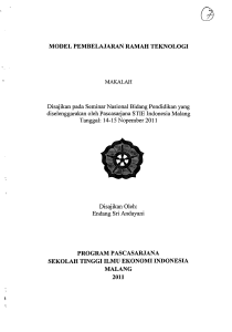 MODEL PEMBELAJARAN RAMAH TEKNOLOGI Disajikan pada