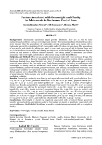 Factors Associated with Overweight and Obesity in Adolescents in