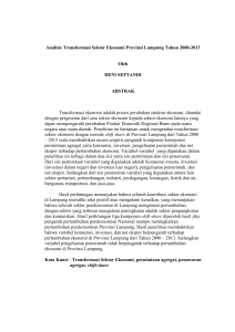 Analisis Transformasi Sektor Ekonomi Provinsi Lampung Tahun