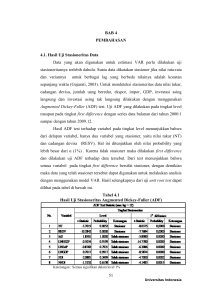 51 BAB 4 PEMBAHASAN 4.1. Hasil Uji Stasioneritas Data Data