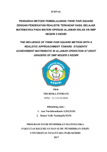 jurnal pengaruh metode pembelajaran think pair square dengan