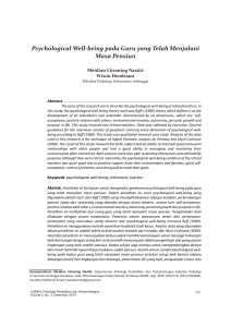 Psychological Well-being pada Guru yang Telah Menjalani Masa