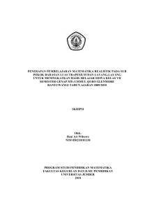 penerapan pembelajaran matematika realistik pada sub pokok
