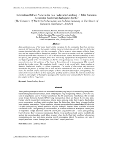Keberadaan Bakteri Escherichia Coli Pada Jamu Gendong Di Jalan